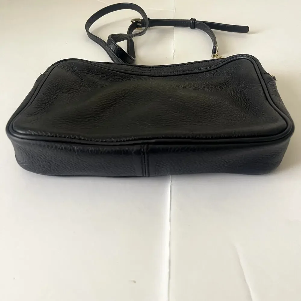 Michael Kors Black Leather Crossbody Bag Gold Chain Handbag Purse Classic Preppy